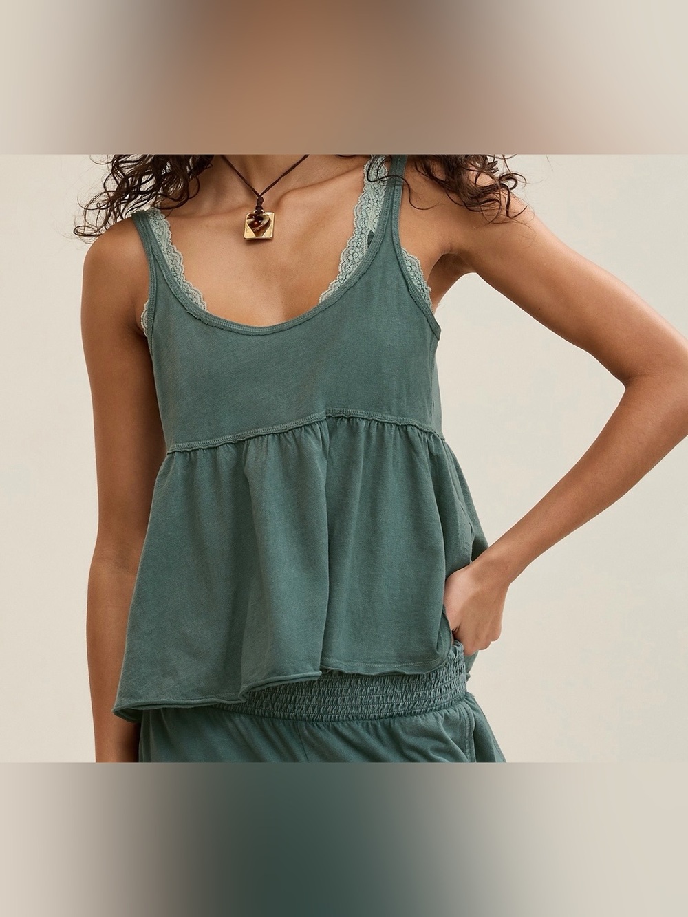 aerie Babydoll Tank Top - Green